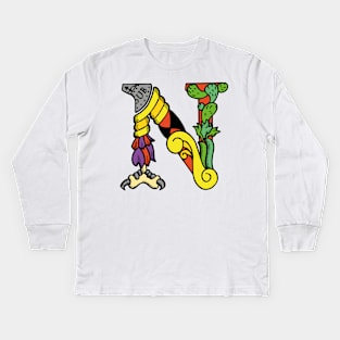 Crazy Monogram N Kids Long Sleeve T-Shirt